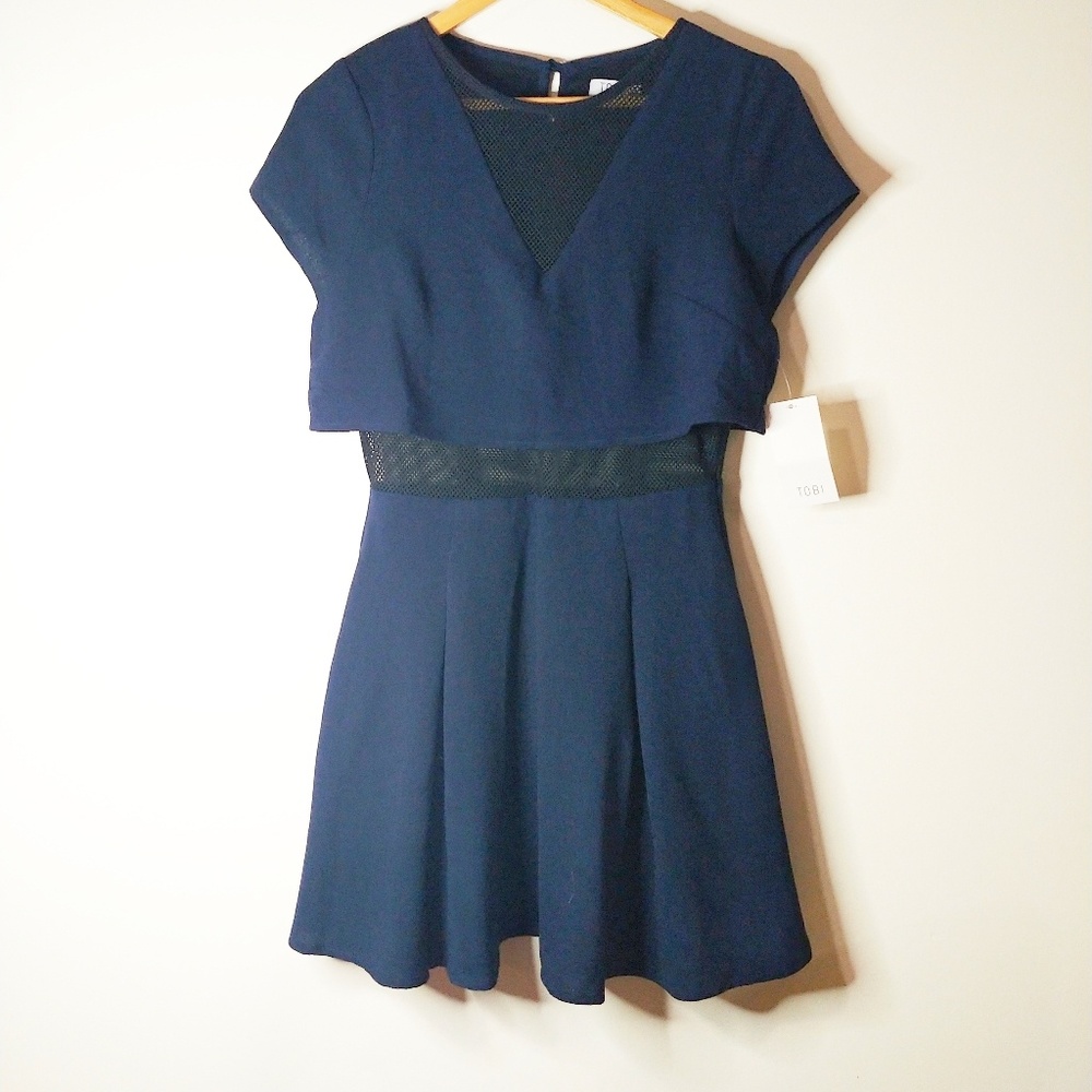 Tobi Navy and Black Mesh Dress Size Small NWT